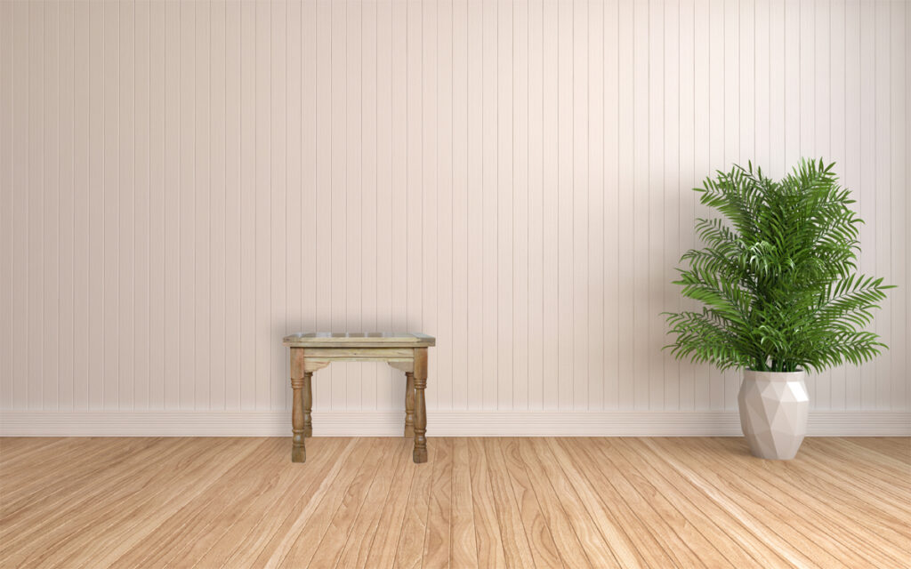 intérieur blanc avec plante. Illustration 3D