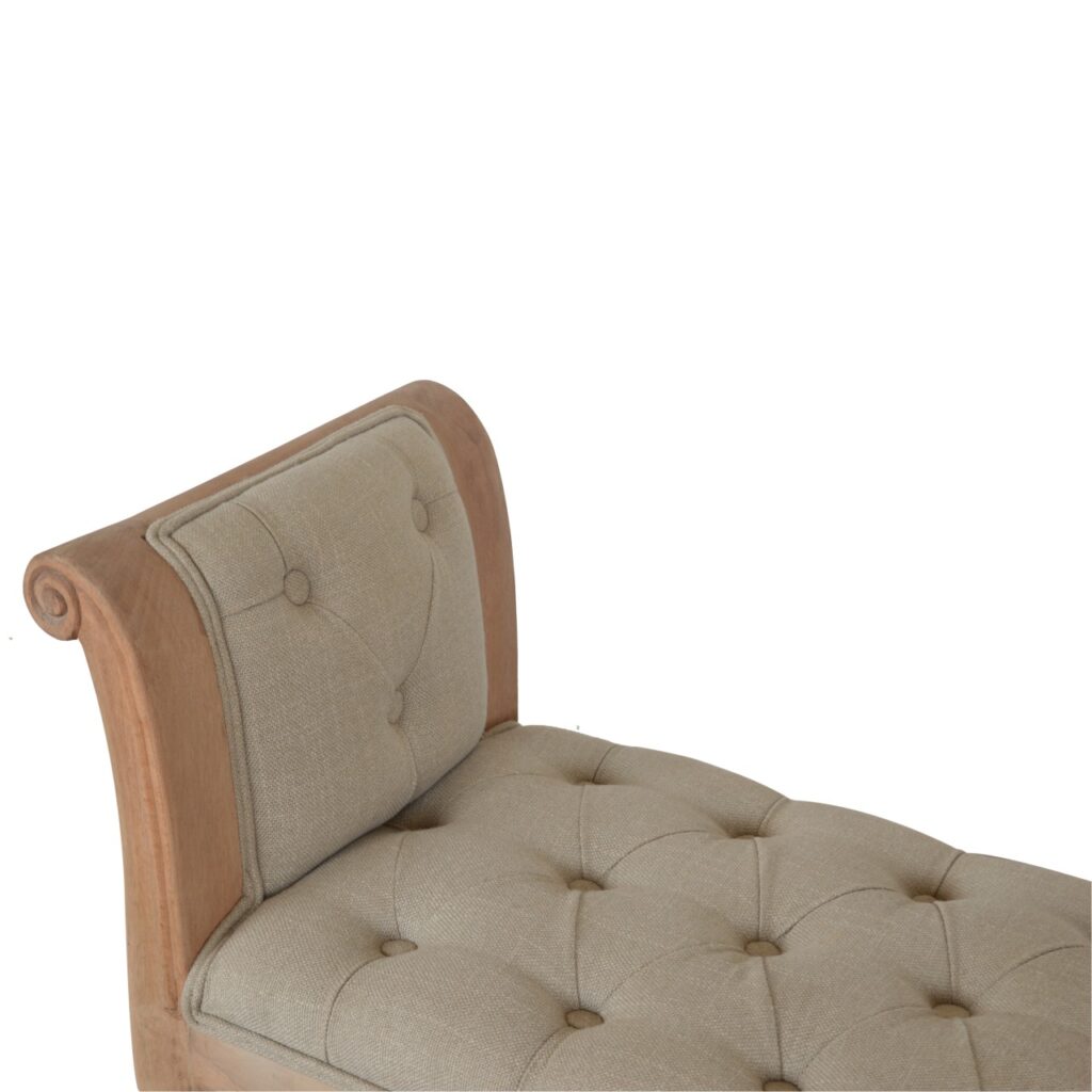 Carved French Style Mud Linen Bench - Image 4