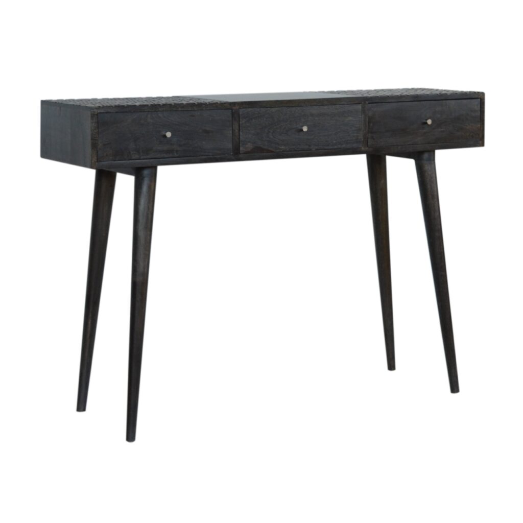 Ash Black 3 Drawer Console Table - Image 3