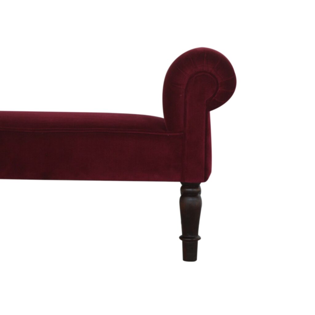 Wine Red Velvet Bench - Image 5