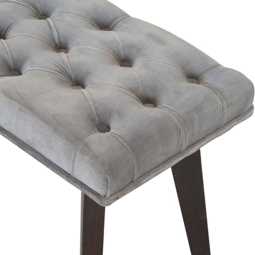 Grey Velvet Hallway Bench - Image 4