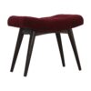 Wine Red Cotton Velvet Curved Bench - Image 2