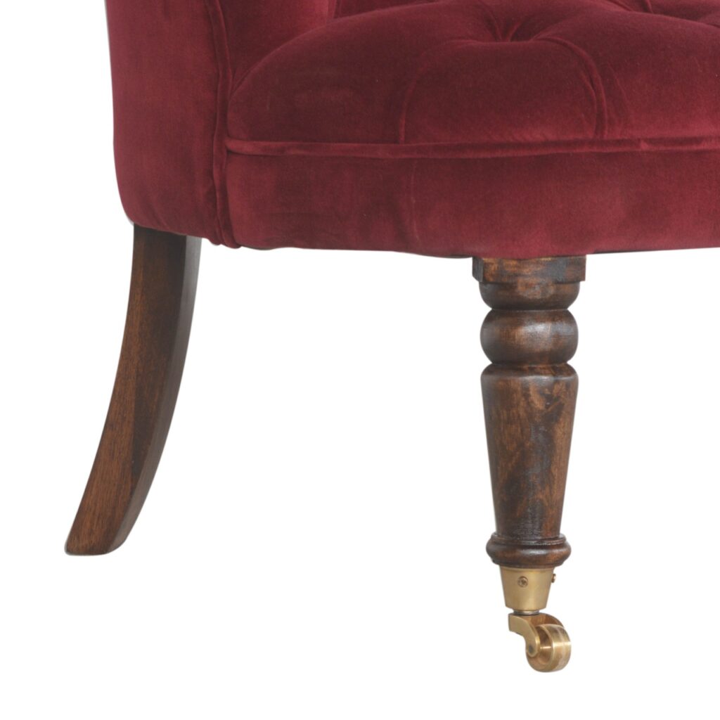 Wine Red Velvet Accent Chair - Image 7
