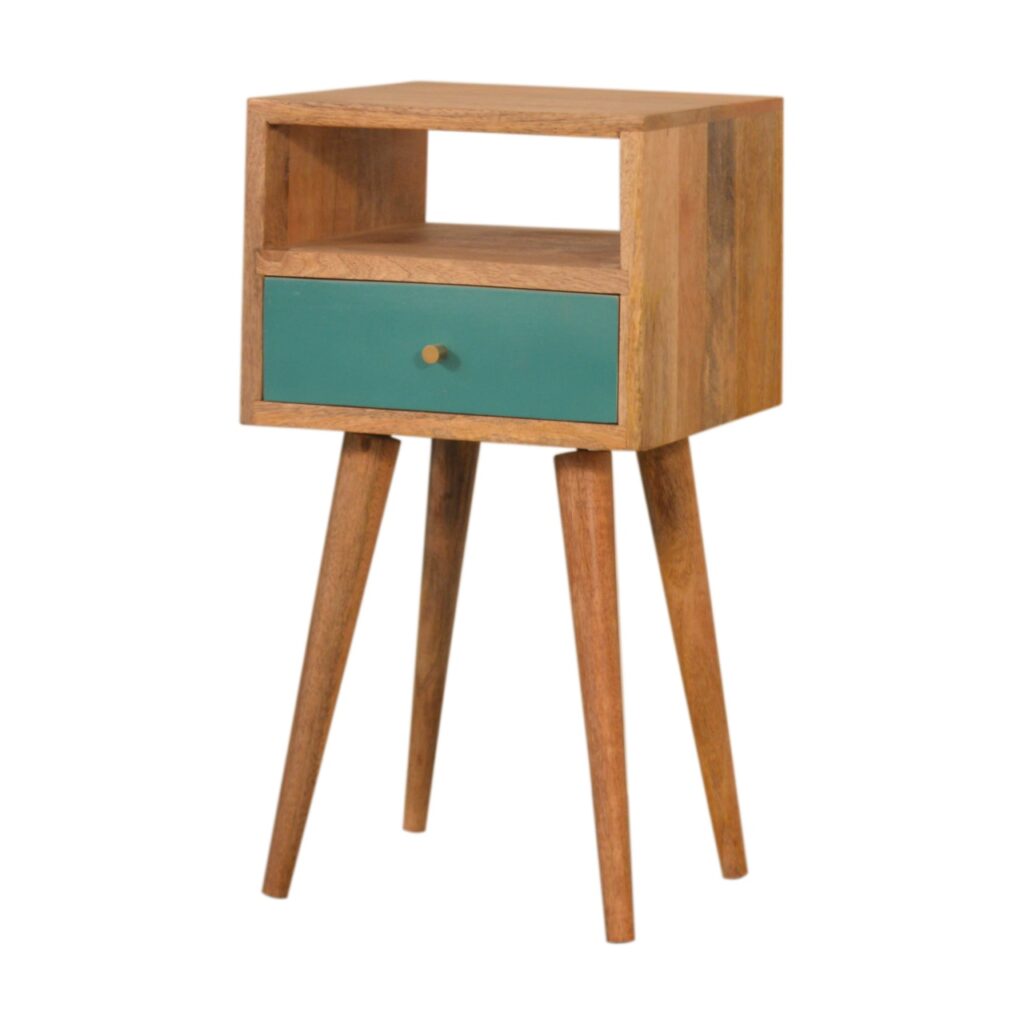Mini Teal Hand Painted Bedside - Image 2