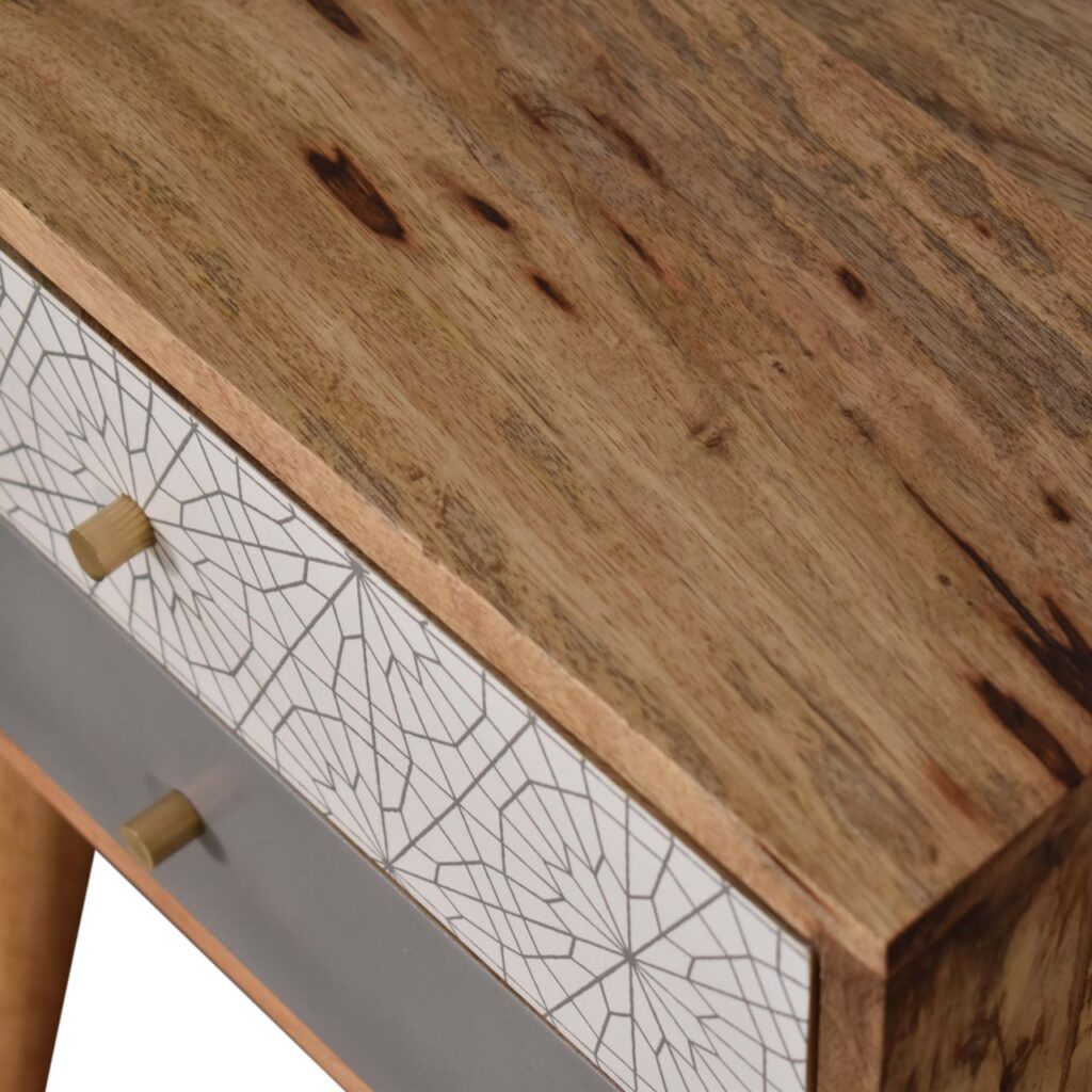 Grey Patterned Bedside - Image 5