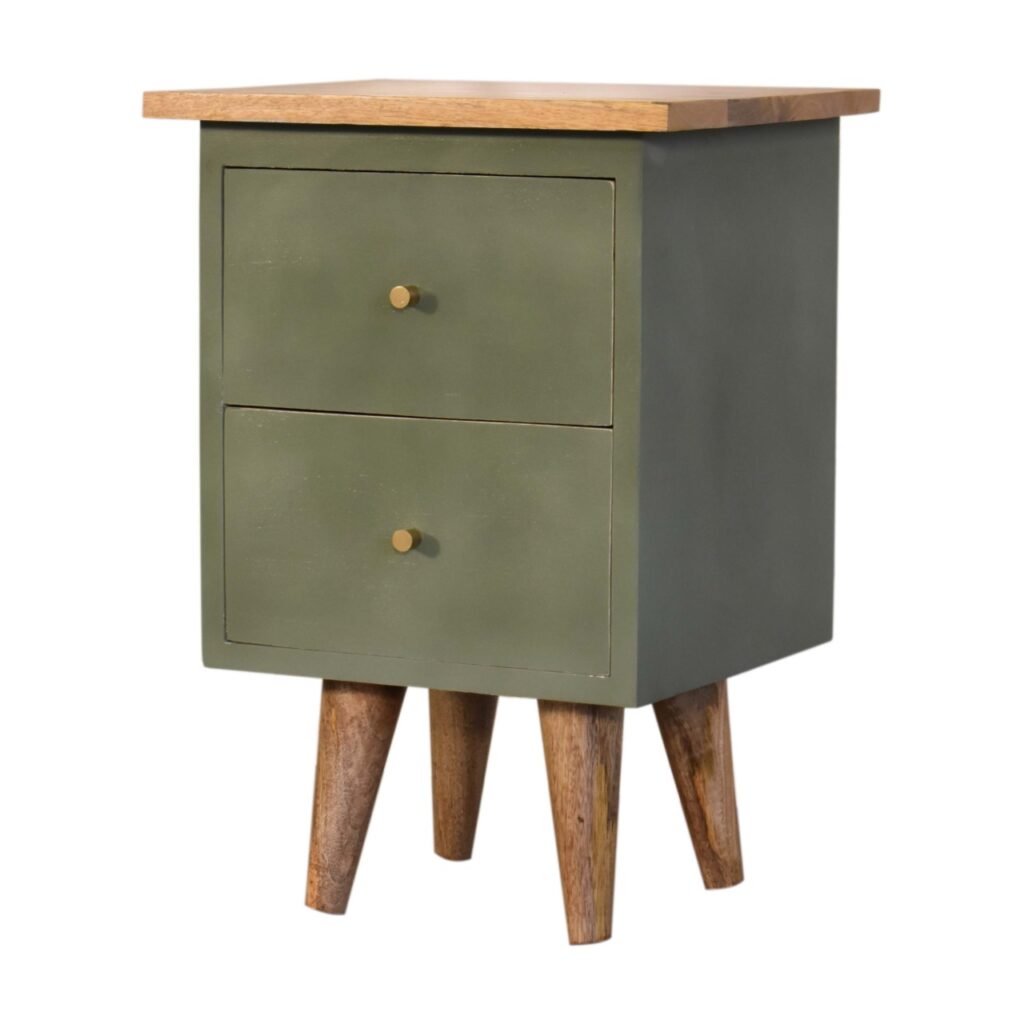 Olive Hand Painted Bedside - Image 3