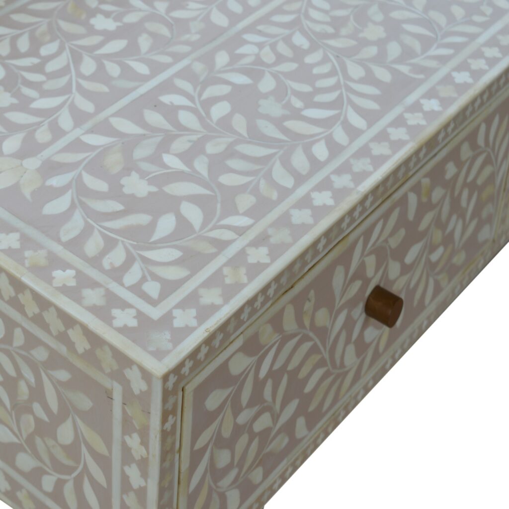 Taupe Floral Bone Console - Image 5