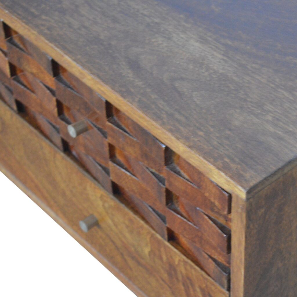 Tile Carved Chestnut TV Unit - Image 5