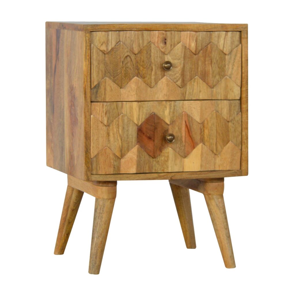 Pineapple Carve 2 Drawer Bedside - Image 2