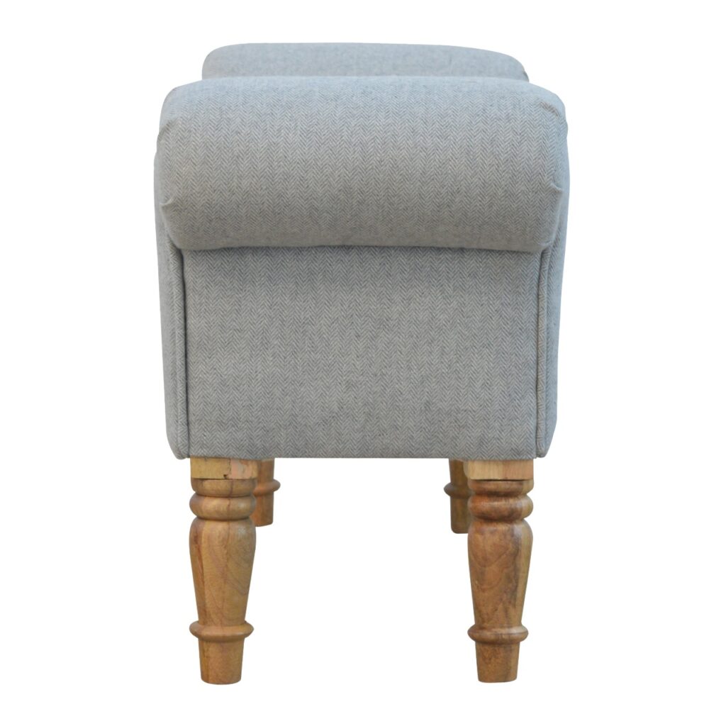 Grey Tweed Bench with Turned Feet - Image 4