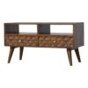 Chestnut Diamond Carved TV Unit - Image 3