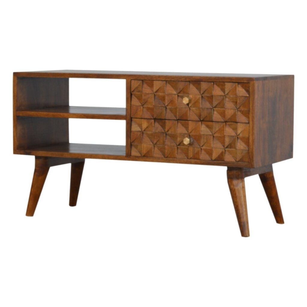 Chestnut Diamond Carve Media Unit - Image 2