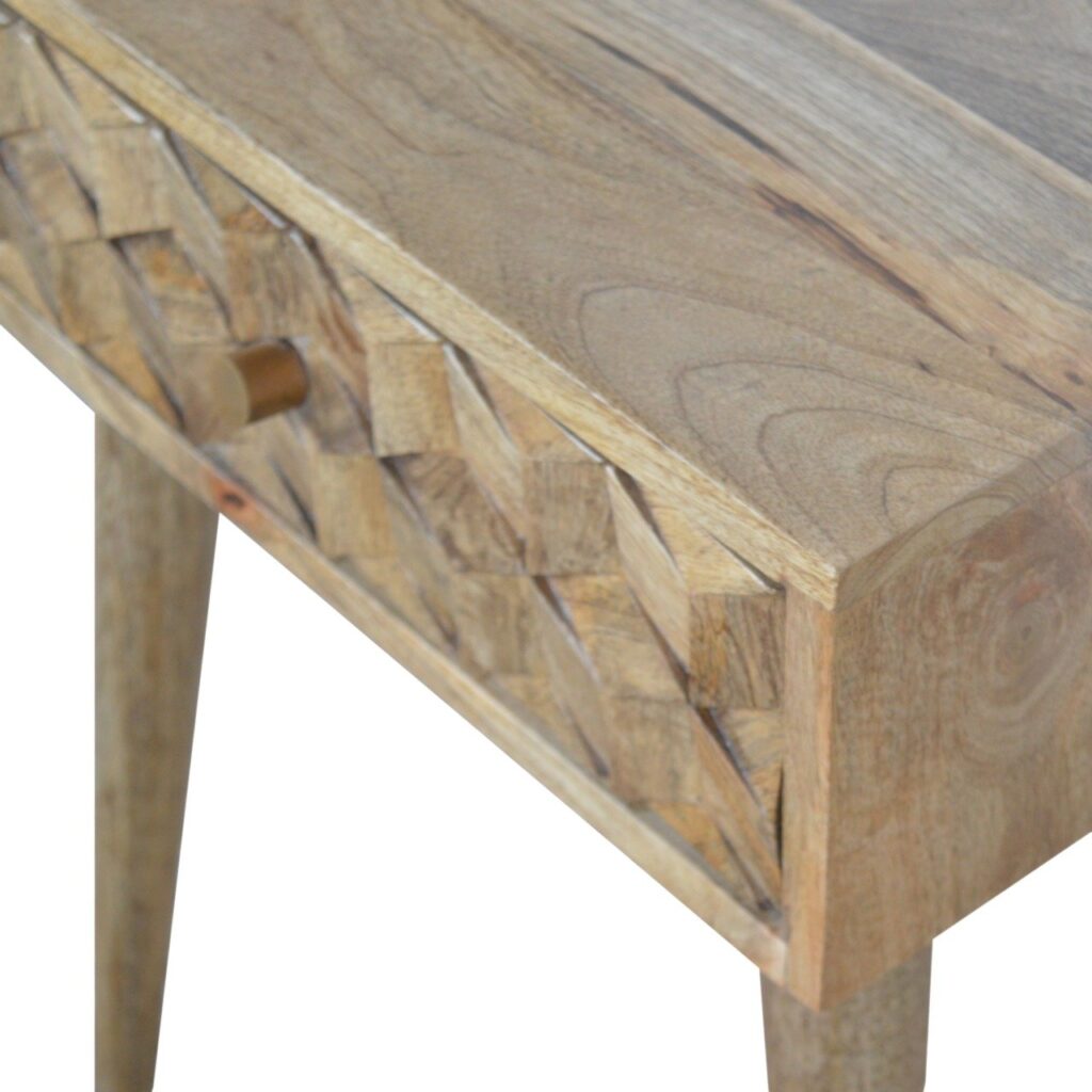 Cube Carved 1 Drawer Bedside - Image 6
