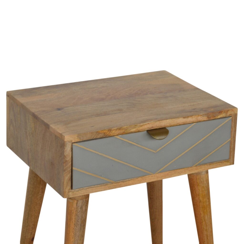 Sleek Cement Brass Inlay Bedside - Image 6