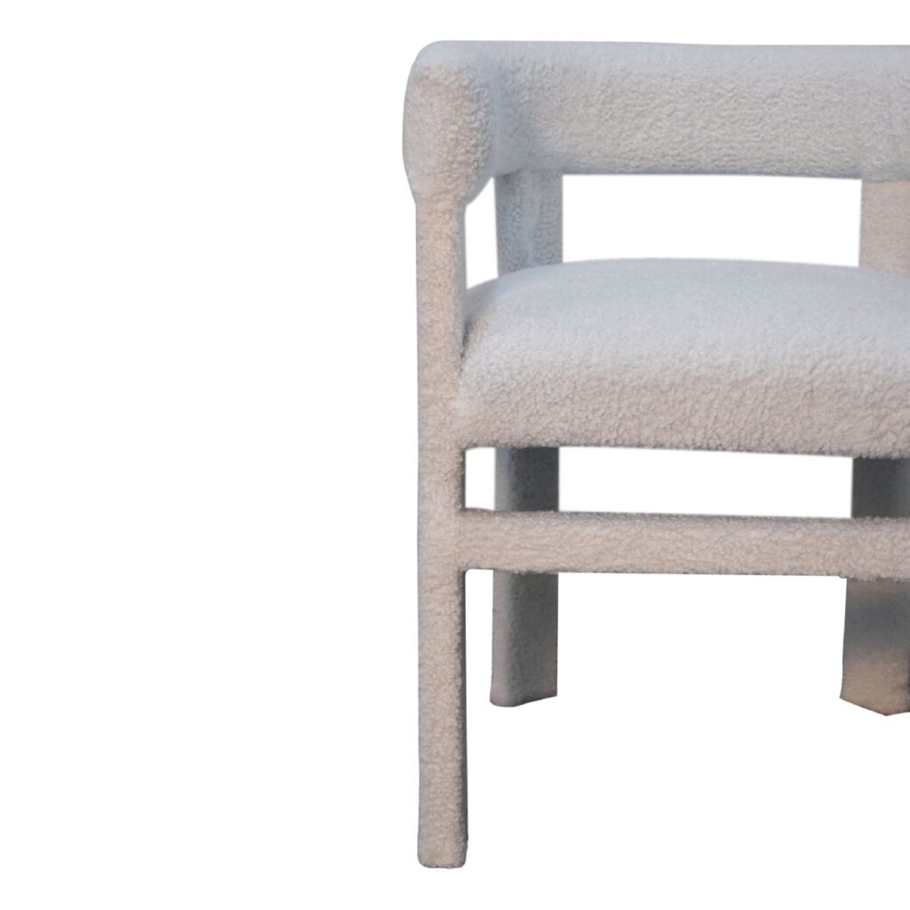 White Boucle Occasional Chair - Image 5
