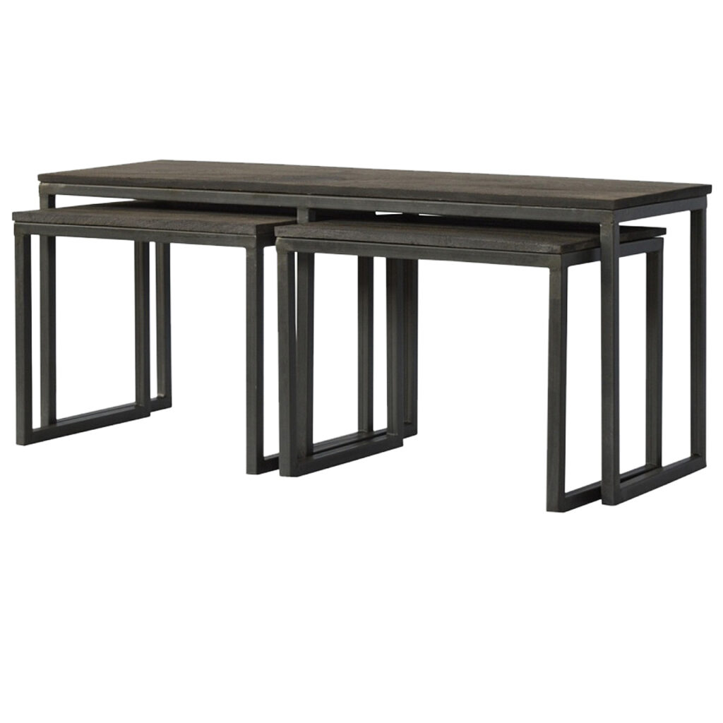 Set of 3 Iron Base Tables - Image 2