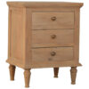 3 Drawer Mango Wood Bedside Table - Image 2