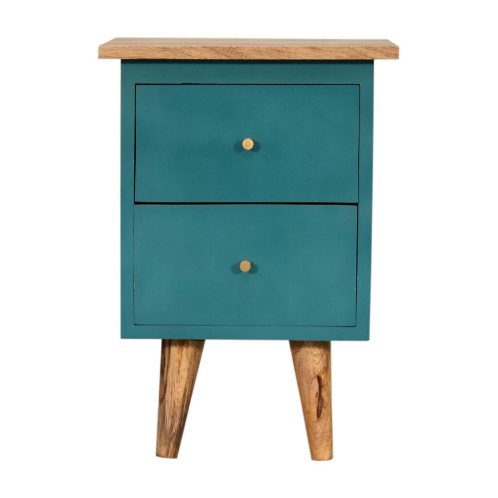 Teal Hand Painted Bedside - Image 2