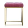 Pink Velvet Gold Base Footstool