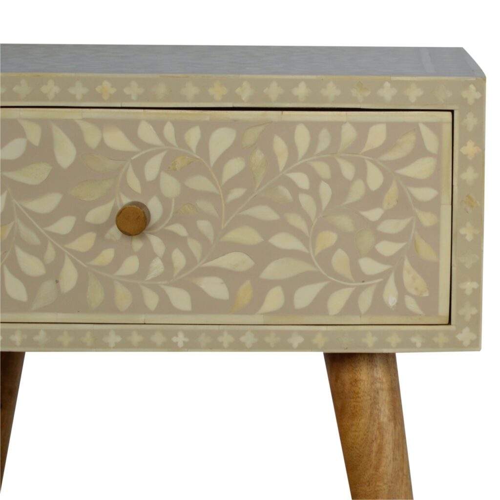 Floral Bone Inlay Bedside - Image 3