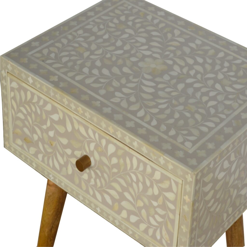 Floral Bone Inlay Bedside - Image 4