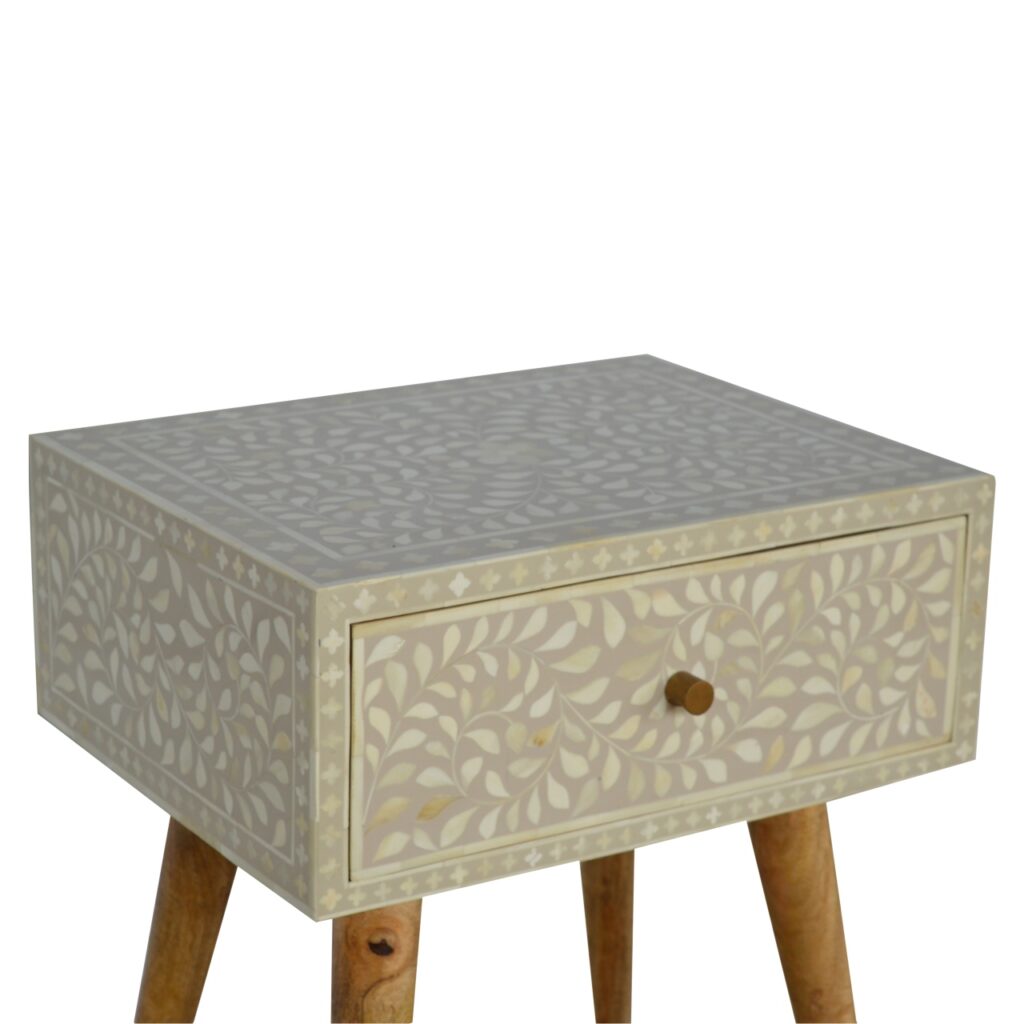 Floral Bone Inlay Bedside - Image 5