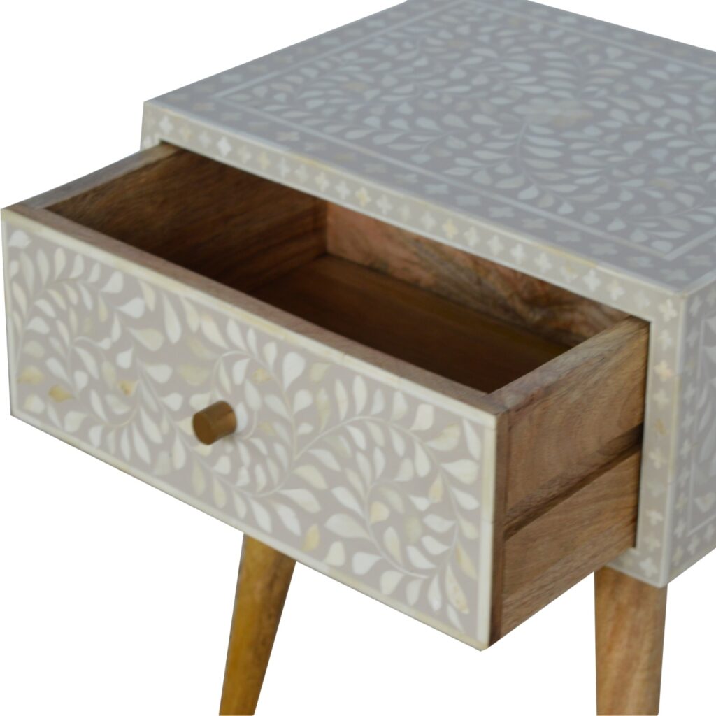 Floral Bone Inlay Bedside - Image 6