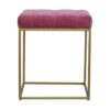 Pink Velvet Gold Base Footstool - Image 2
