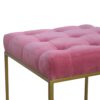 Pink Velvet Gold Base Footstool - Image 8