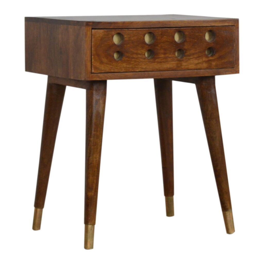 Chestnut Brass Cut out Bedside - Image 2