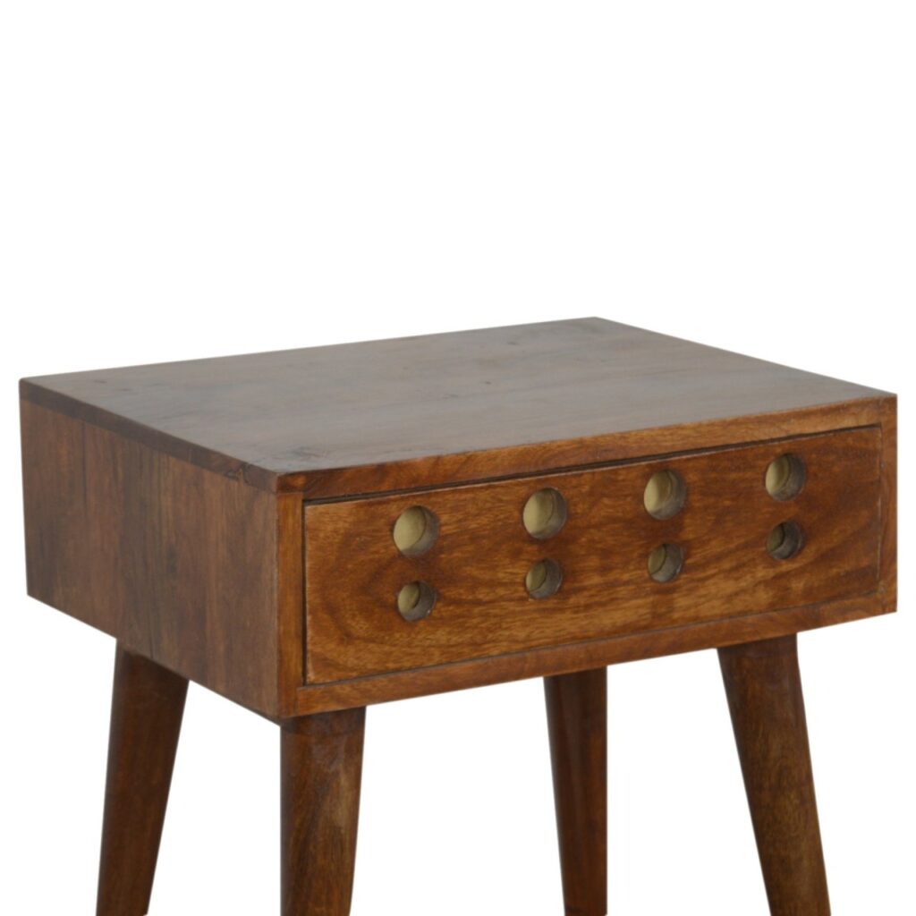 Chestnut Brass Cut out Bedside - Image 3
