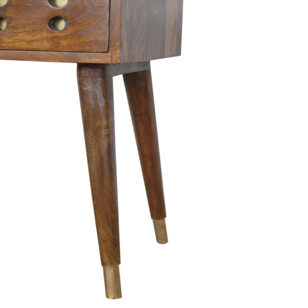 Chestnut Brass Cut out Bedside - Image 6