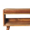Oak-ish Bench with Tan Leather Seatpad - Image 5