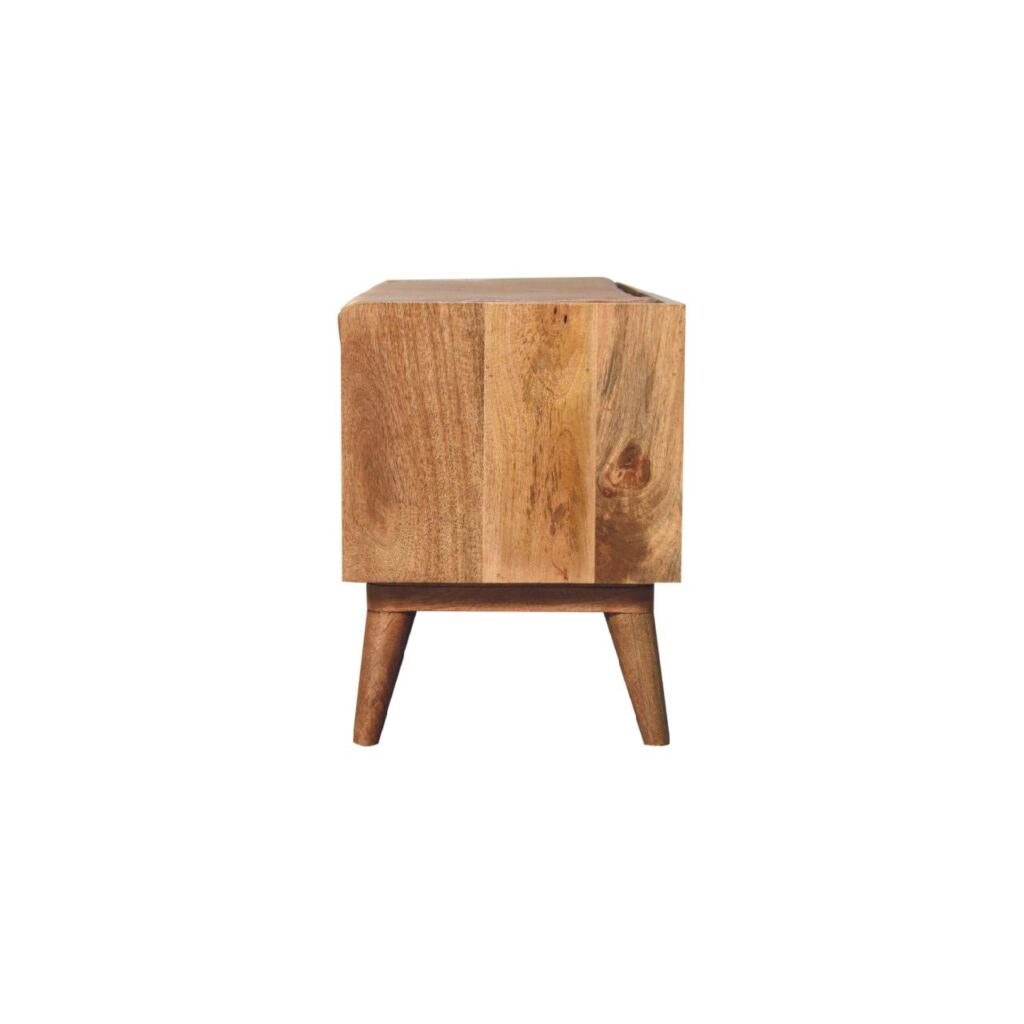Oak-ish Bench with Tan Leather Seatpad - Image 9