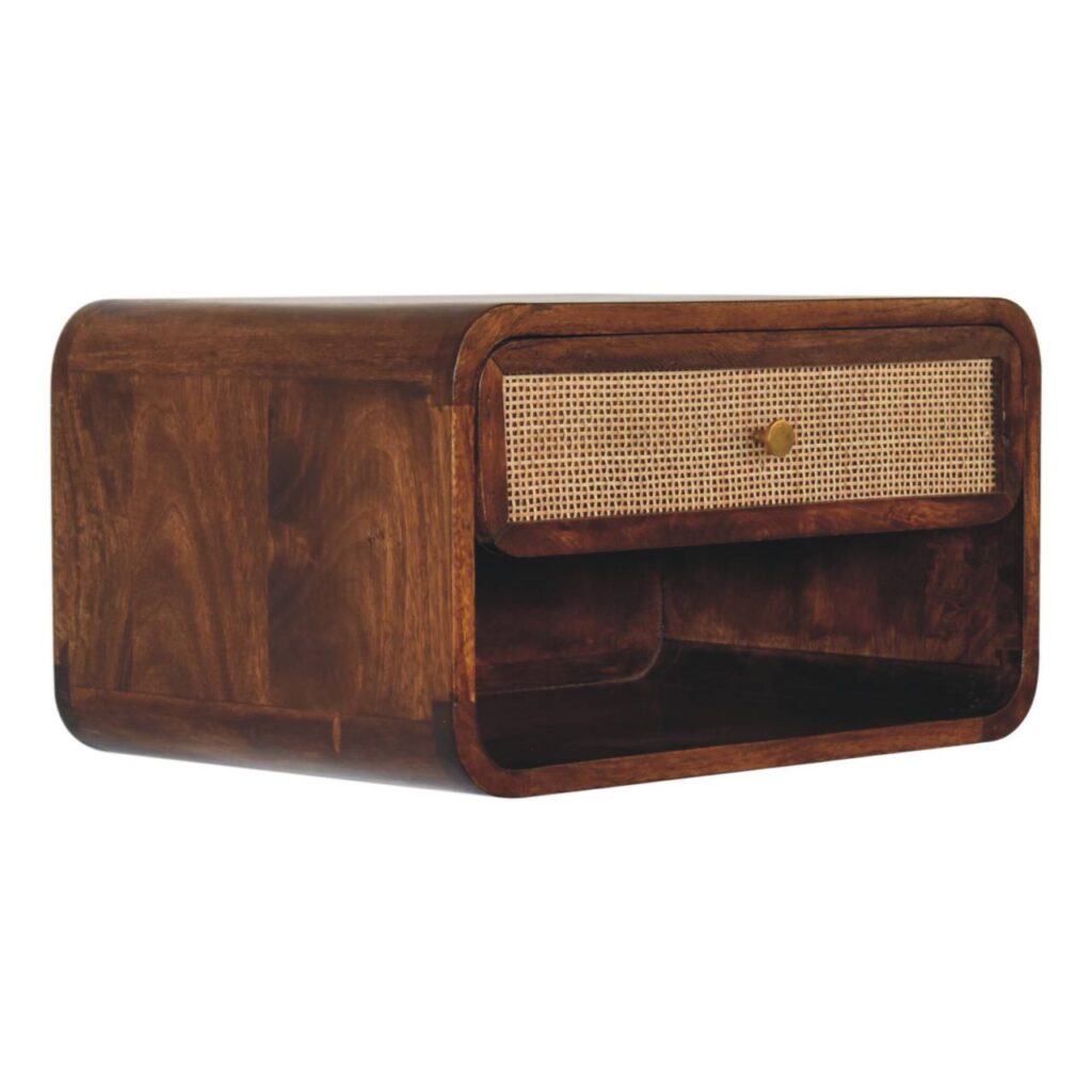 Chestnut Wall Mounted Open Woven Bedside - Image 3