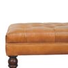 California Walnut Buffalo Brown Leather Ottoman with Castor Legs - Image 5