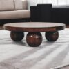 California Walnut Central Table with Ball Feet - Image 9