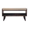 California Walnut bench with mud linen seat pad