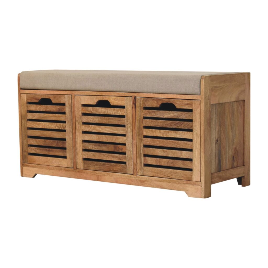 Shutter Oak-ish Shoe Bench - Image 3
