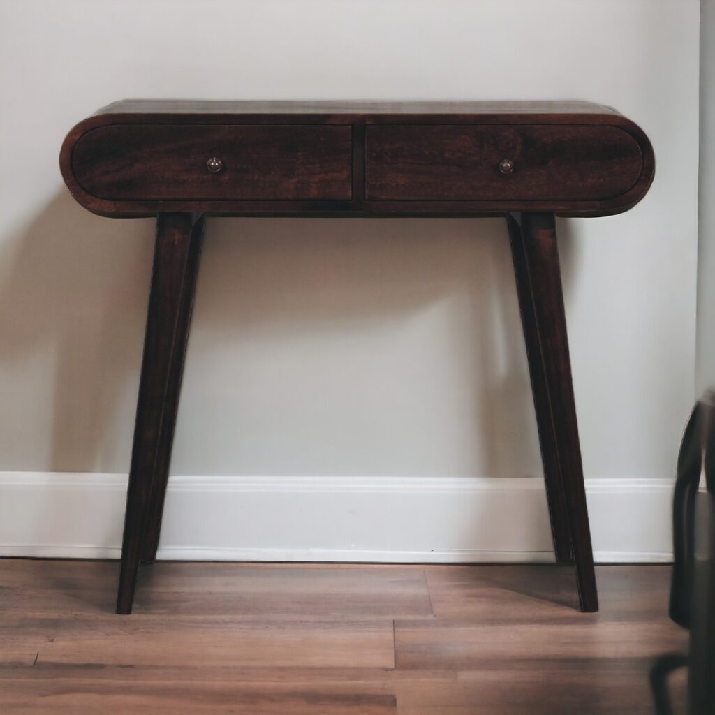 Light Walnut Curved Edge Console Table - Image 13