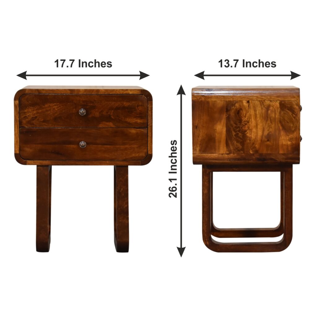 U-Curved Chestnut Bedside - Image 11