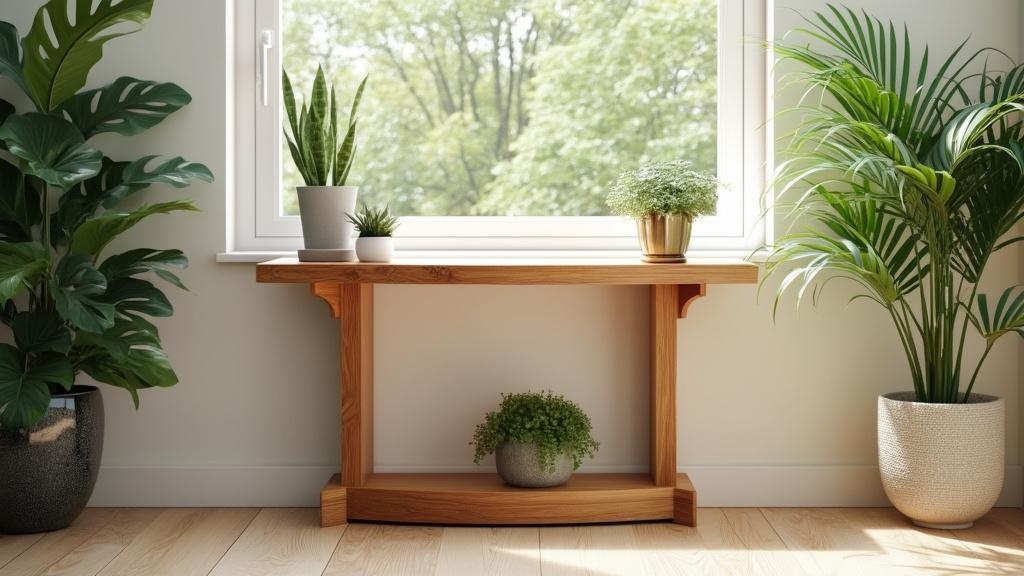 Mini Curved Oak Console Table Enhances Any Space
