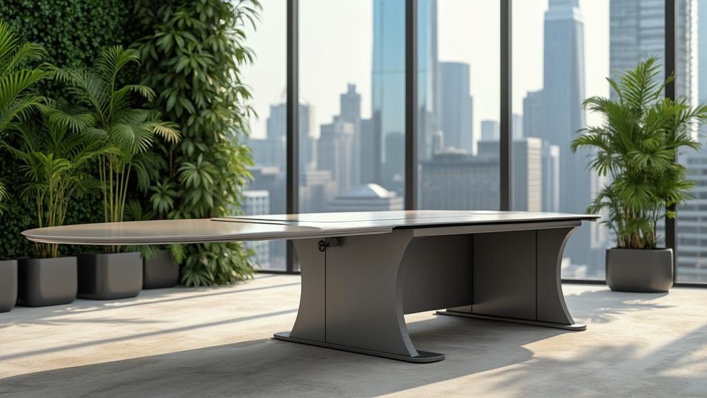 Compact Curved Table Enhances Spaces