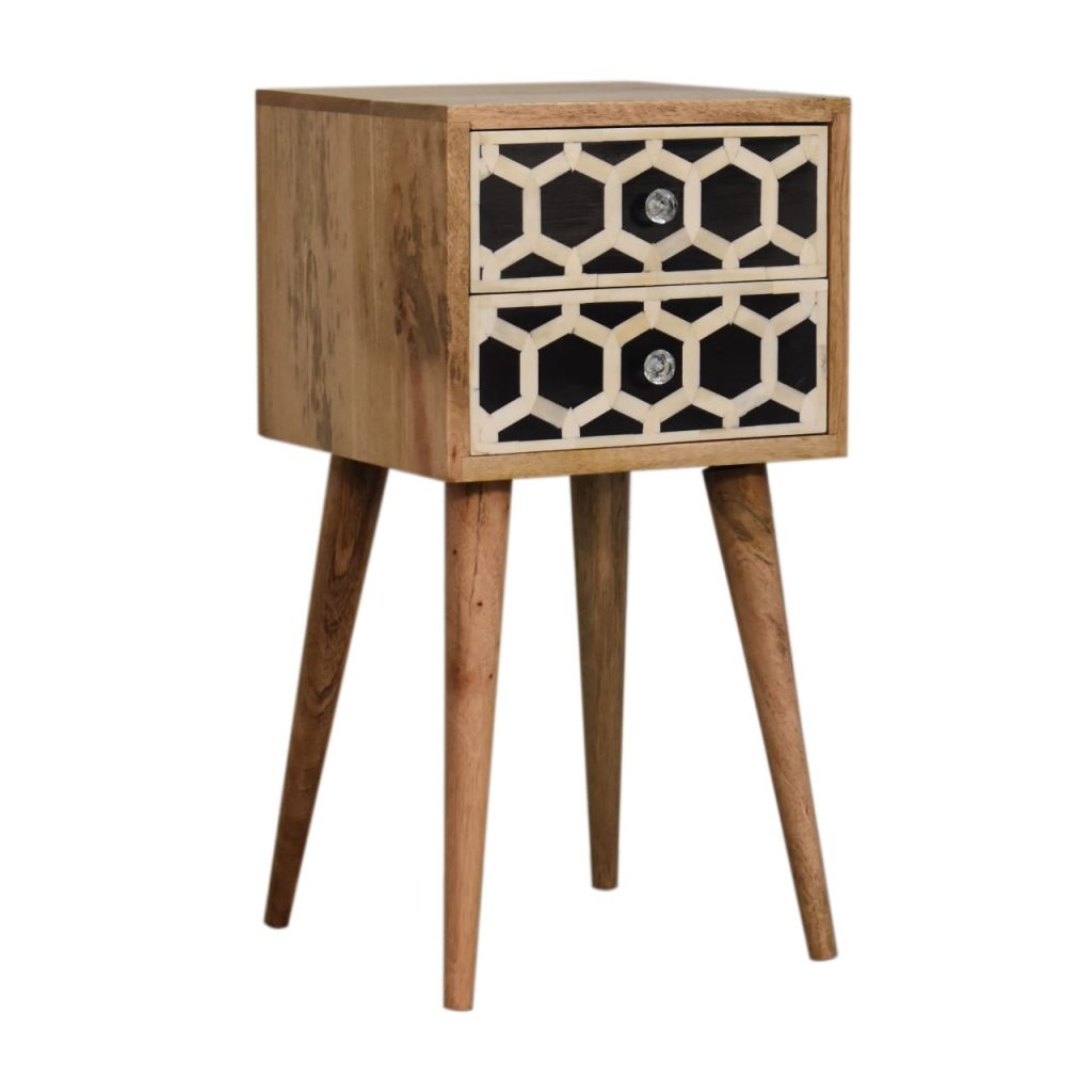 Mini Bone Inlay 2 Drawer Bedside - Image 3