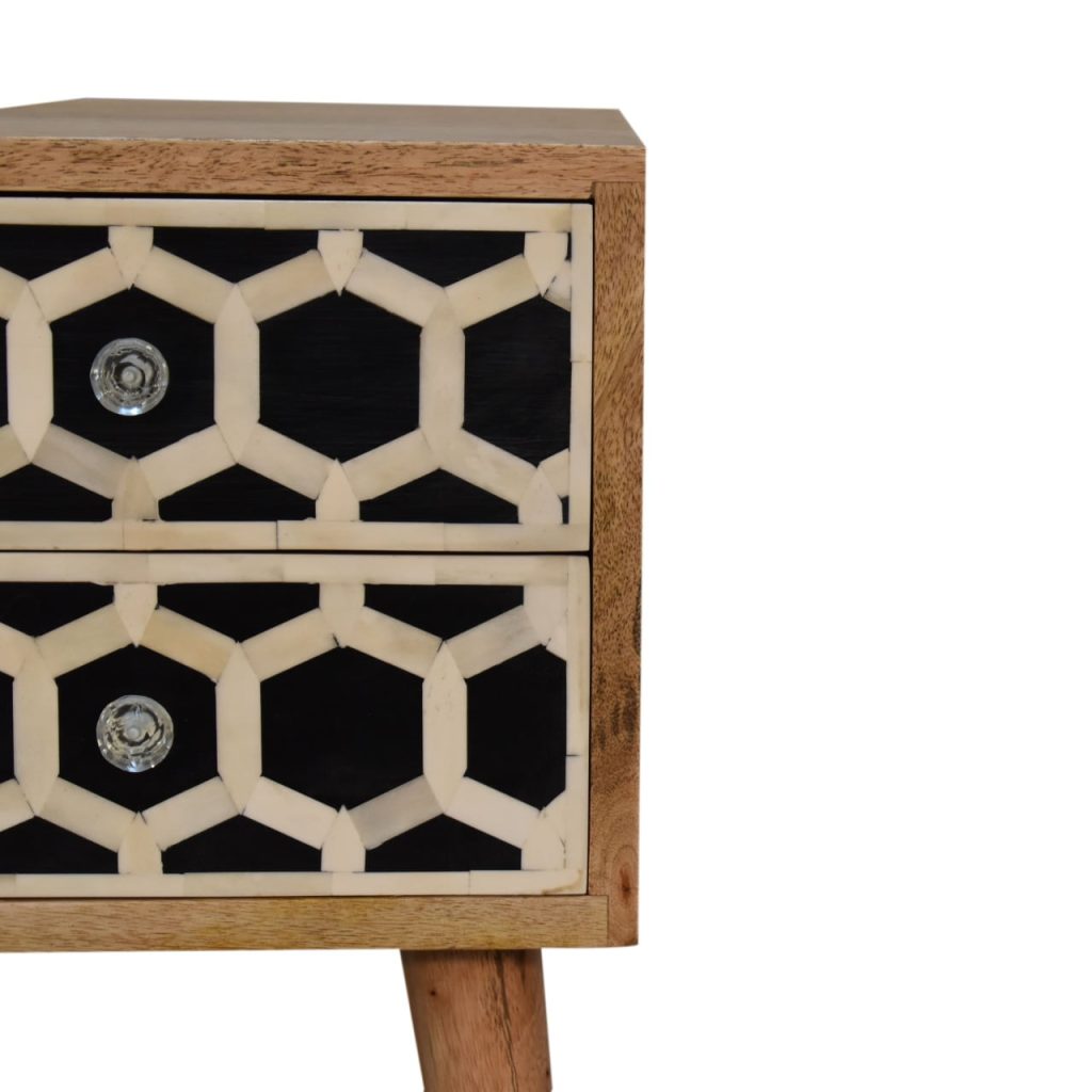 Mini Bone Inlay 2 Drawer Bedside - Image 4