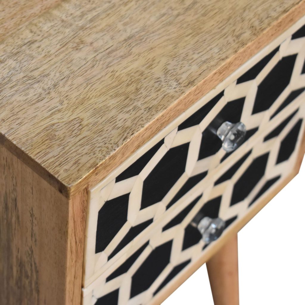 Mini Bone Inlay 2 Drawer Bedside - Image 5