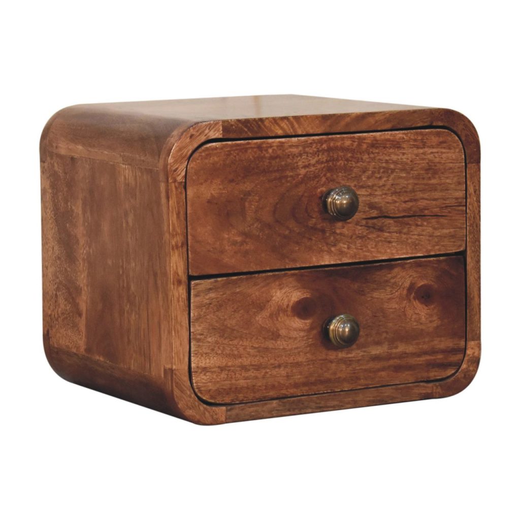 Mini Curved Honey Caramel Wall Mounted Bedside - Image 3