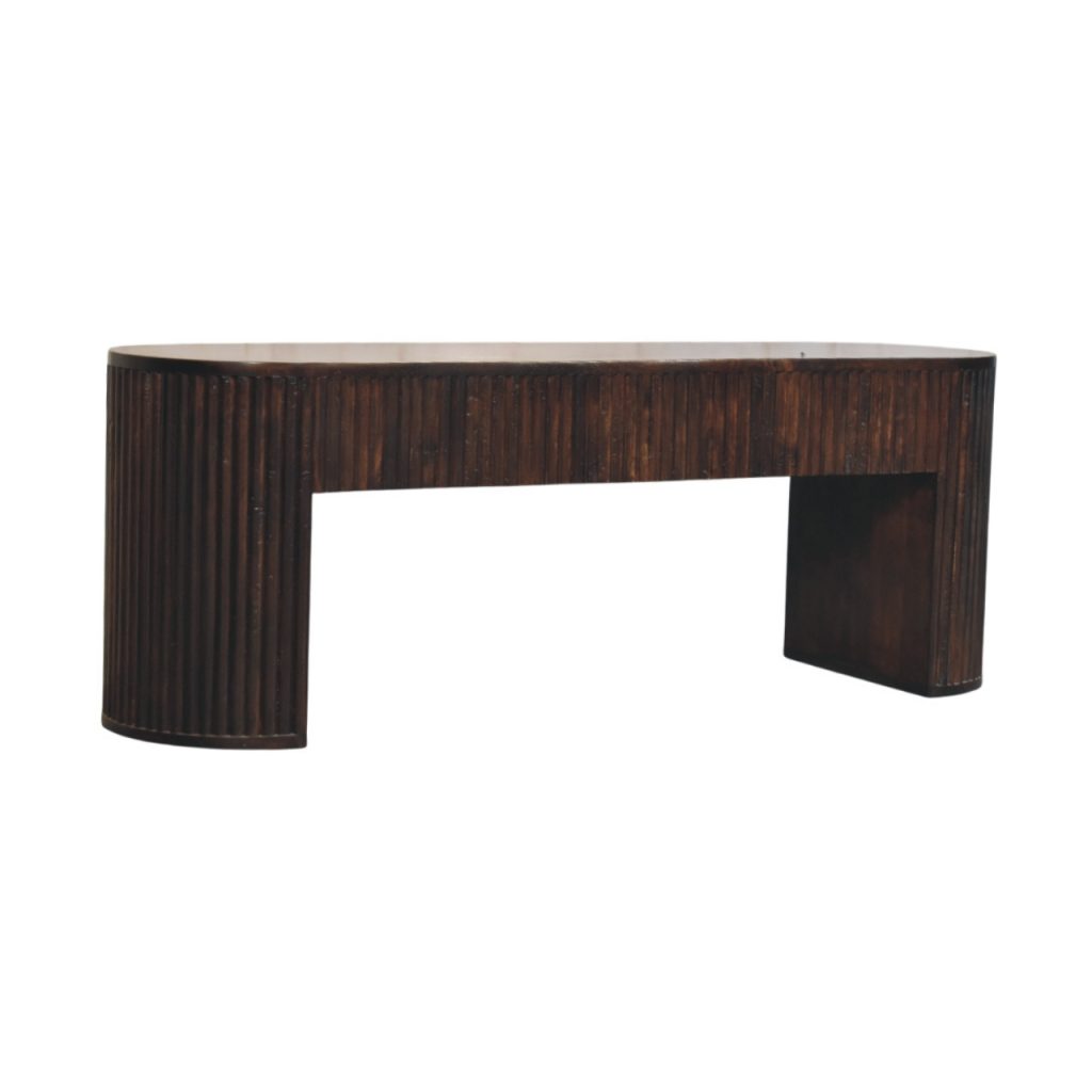 Velvet Mocha Fluted Bench - Image 2