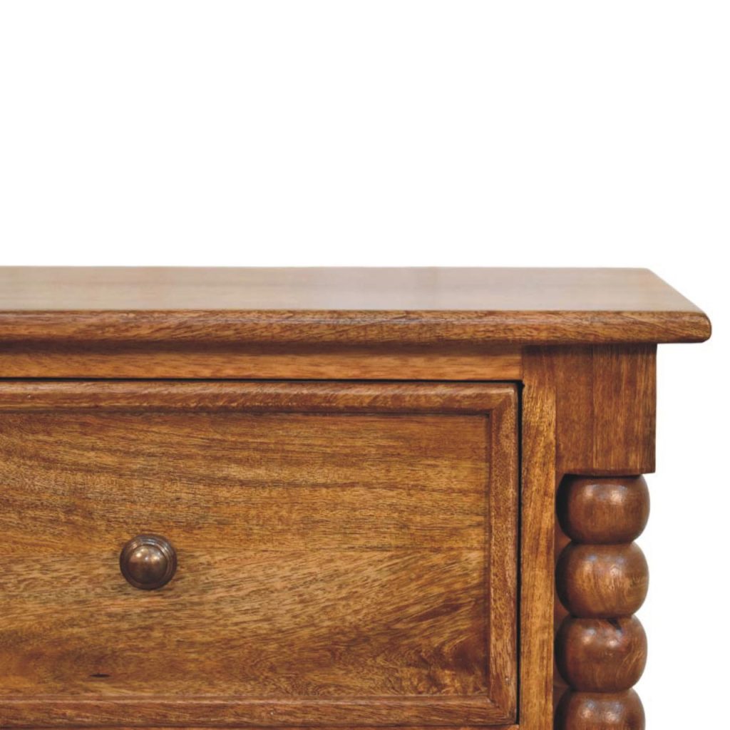 Spindle Leg Amber Oak Nightstand - Image 4