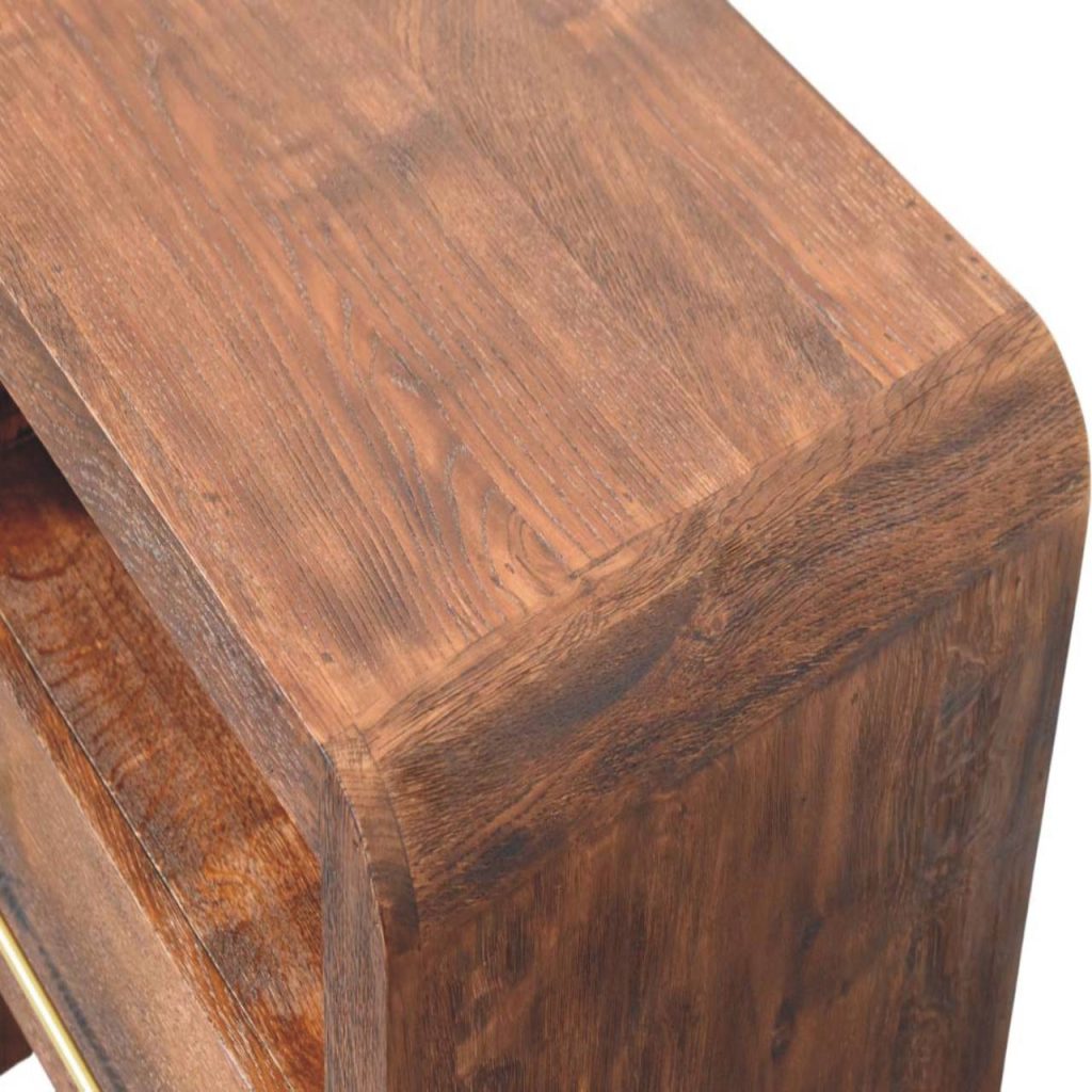 Tiger Oak Open Bedside with Brass Handle - Image 5